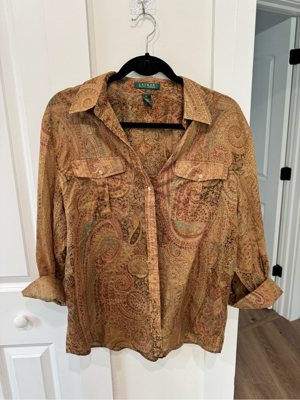 Ralph Lauren Tan Multi Paisley Button-Down Shirt